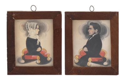 Miniature profile portraits of Mr. & Mrs. C.T. Gunn