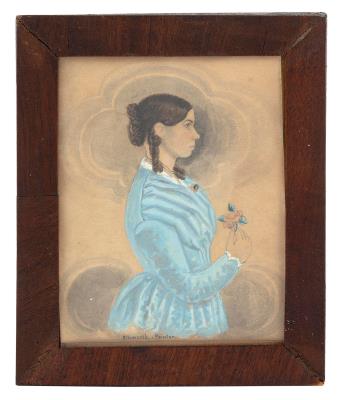 Miniature profile portrait of Mrs. Elvira Warriner