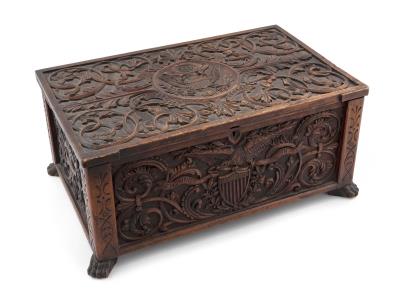Carved Mahogany Box Commemorating the U.S. Centennial
