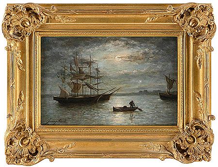 Moonlit harbor