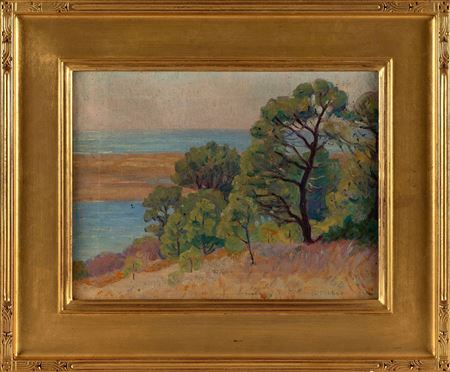 Coastal scene with trees, Chatham, Massachusetts.