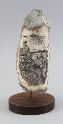 Engraved Petrified Walrus Tusk
