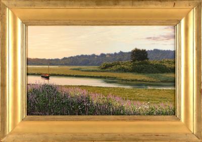 Catboat in a marsh
