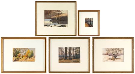 Five landscapes: “Winchester”, “Milton”, “Medford” and two untitled