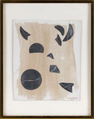 Collage of crescent and other geometric forms.