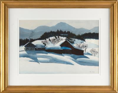 Snow-covered farm