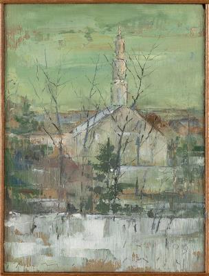 Wintertime view from High School Hill by John Mulcahy - Auction record, sale price, and art valuation. Compare with similar artists and explore comparable artworks.