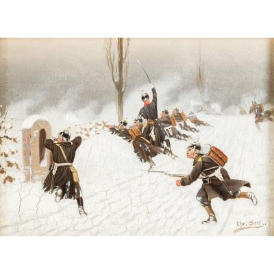 Prussian infantry on a snowy field (in the Franco-Prussian War 1870/71)