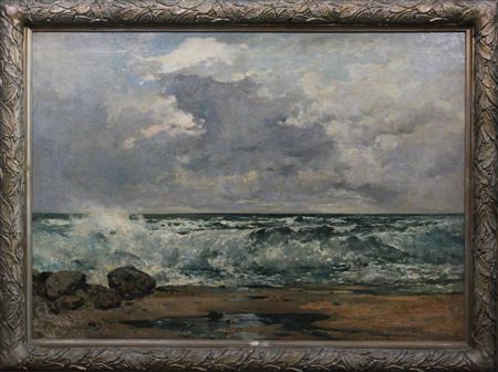 Waves breaking on a boulder strewn beach by John Finnie - Auction record, sale price, and art valuation. Compare with similar artists and explore comparable artworks.