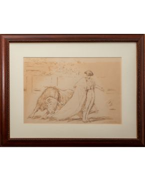 Desplante de espaldas by Santos Saavedra - Auction record, sale price, and art valuation. Compare with similar artists and explore comparable artworks.