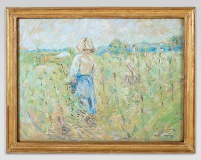 Woman and child in the vineyard