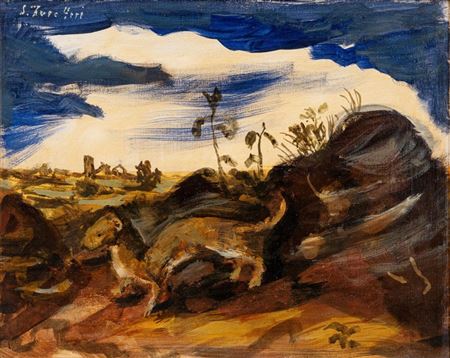 Weasel in landscape