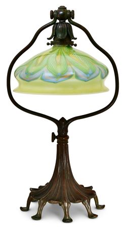 Adjustable "Harp" Desk Lamp with "Pulled Feather" Shade