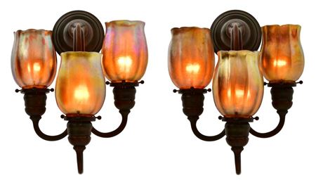 A Pair of Three-Light "Tulip" Sconces
