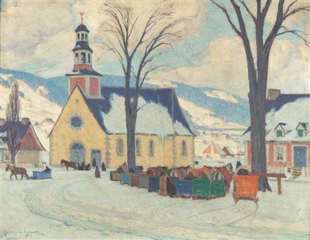 Sunday Morning, Québec, c. 1921 by Clarence Alphonse Gagnon - Auction record, sale price, and art valuation. Compare with similar artists and explore comparable artworks.