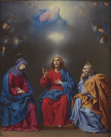 The Holy Family with God the Father and the Holy Spirit above: a Sacra Conversazione