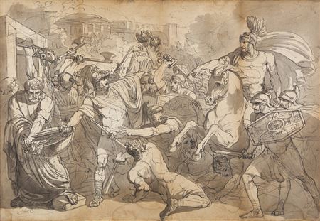 Marcus Furius Camillus liberating Rome from the Gauls & A Compositional study of the same subject, 1807 (double-sided)