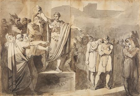 Lucius Junius condemning to death his sons Titus and Tiberius & A Compositional study, 1807 (double-sided)