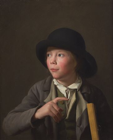 Portrait of a Boy wearing a Hat and holding a Frame, 1783 by Francis Ferriere - Auction record, sale price, and art valuation. Compare with similar artists and explore comparable artworks.