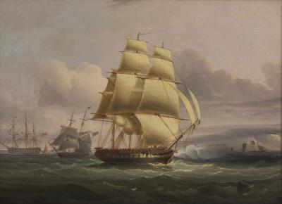 Starboard View of a Brig Under Sail (Possibly The Needles)