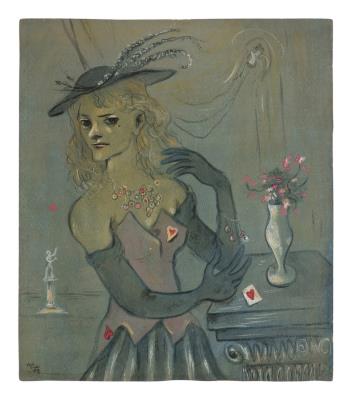 Portrait of Gertrude Abercrombie; Black Woman with Black Dog and Red Bricks (double-sided work)