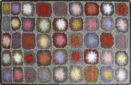 Dncing Feathers / Les Plumes de danse 2007 by Michelle Possum Nungarrayi - Auction record, sale price, and art valuation. Compare with similar artists and explore comparable artworks.