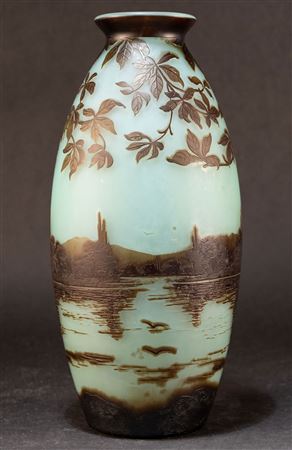 Cameo Art Glass Landscape Vase