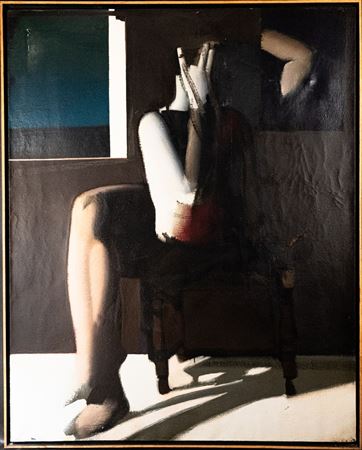 Woman with Chair Hiding