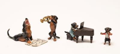 Bronze Dachshund Orchestra Figurine (4)