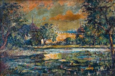 The Moat with Water Lilies