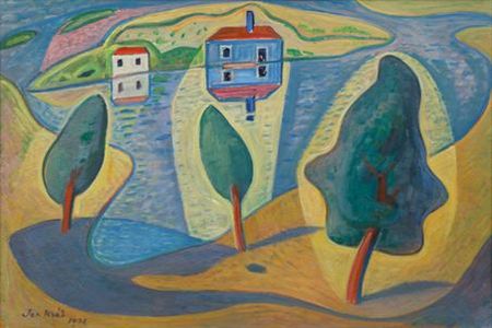 Sample artwork by Jaroslav Kral (1883 - 1942), known for lyrical cubism, still lifes with reduced flatness of colors - View similar artists and auction records