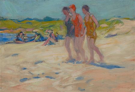 Three Girls Walking on the Beach, Ogunquit