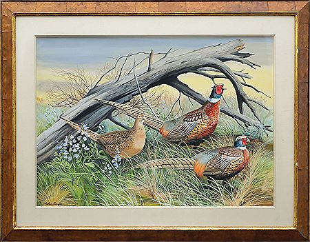 "Pheasants in Grass"