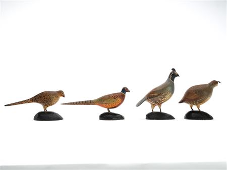 Two pairs of miniature upland game birds