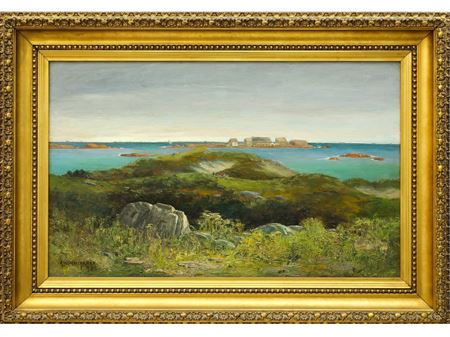 Sample artwork by George William Whitaker (1841 - 1916), known for landscape, coastal scene and fruit still life painting - View similar artists and auction records