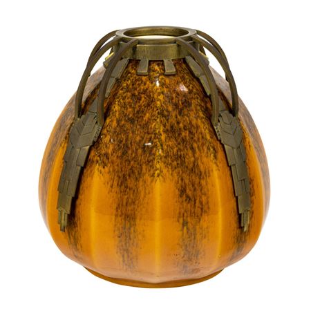 A Sevres Art Deco gilt metal mounted ceramic vase
