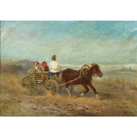 "Bauern mit Pferdefuhrwerk"