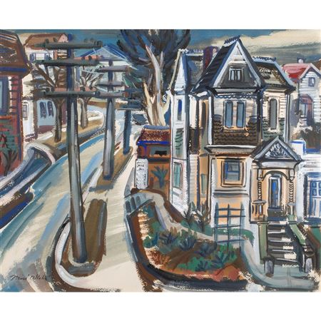 Sample artwork by Mine Okubo (1912 - 2001), known for painting-mod townscape-genre, abstraction - View similar artists and auction records