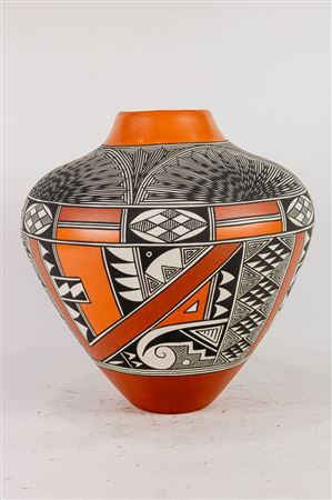 Acoma Pueblo polychrome pottery vessel