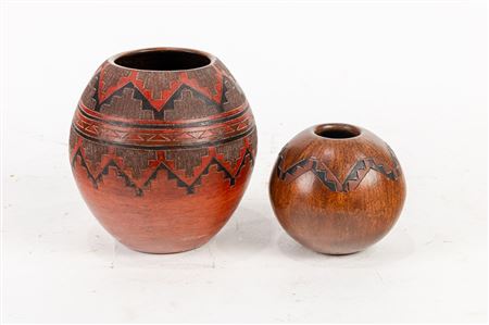 Navajo handcoiled pottery vessels (2)