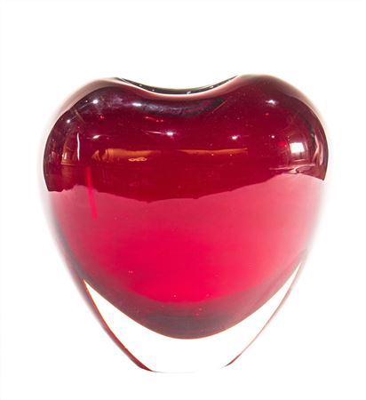 Murano sommerso glass heart shaped vase