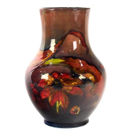 Flambe glazed pottery 'Fish and Jellyfish' vase