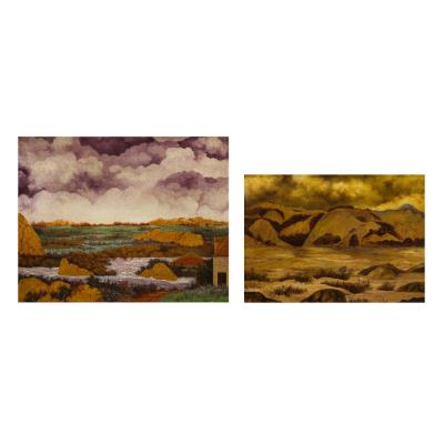 Spring Landscape with Stormy Skies; Sunset Landscape (2)