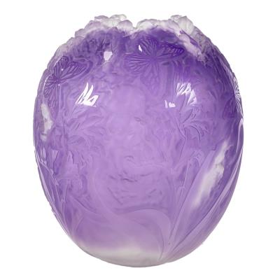 Amethyst cut glass butterfly vase
