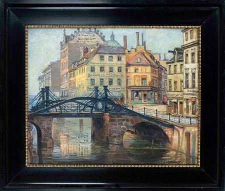 View of Old Berlin with the Jungfernbrücke by Fritz Hildebrandt - Auction record, sale price, and art valuation. Compare with similar artists and explore comparable artworks.