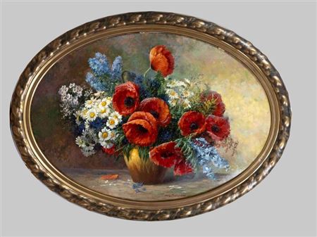 Oval flower still life