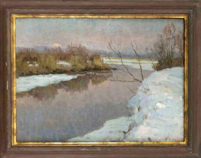 Snowy river landscape