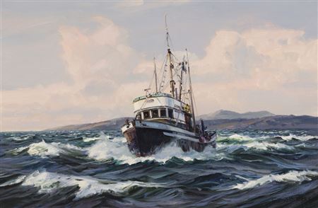 Seiner at Sea by George William Bates - Auction record, sale price, and art valuation. Compare with similar artists and explore comparable artworks.