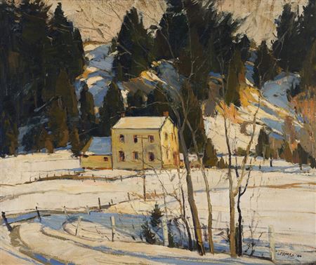 Midwinter Near Woodbridge by Leonard Brooks - Auction record, sale price, and art valuation. Compare with similar artists and explore comparable artworks.