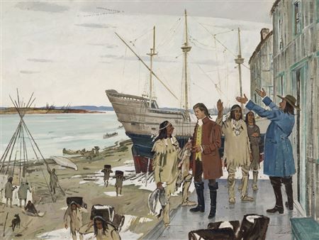 Radisson and des Groseilliers Trading with Indians at Rupert House, 1671 by George Lorne Holland Bouchard - Auction record, sale price, and art valuation. Compare with similar artists and explore comparable artworks.